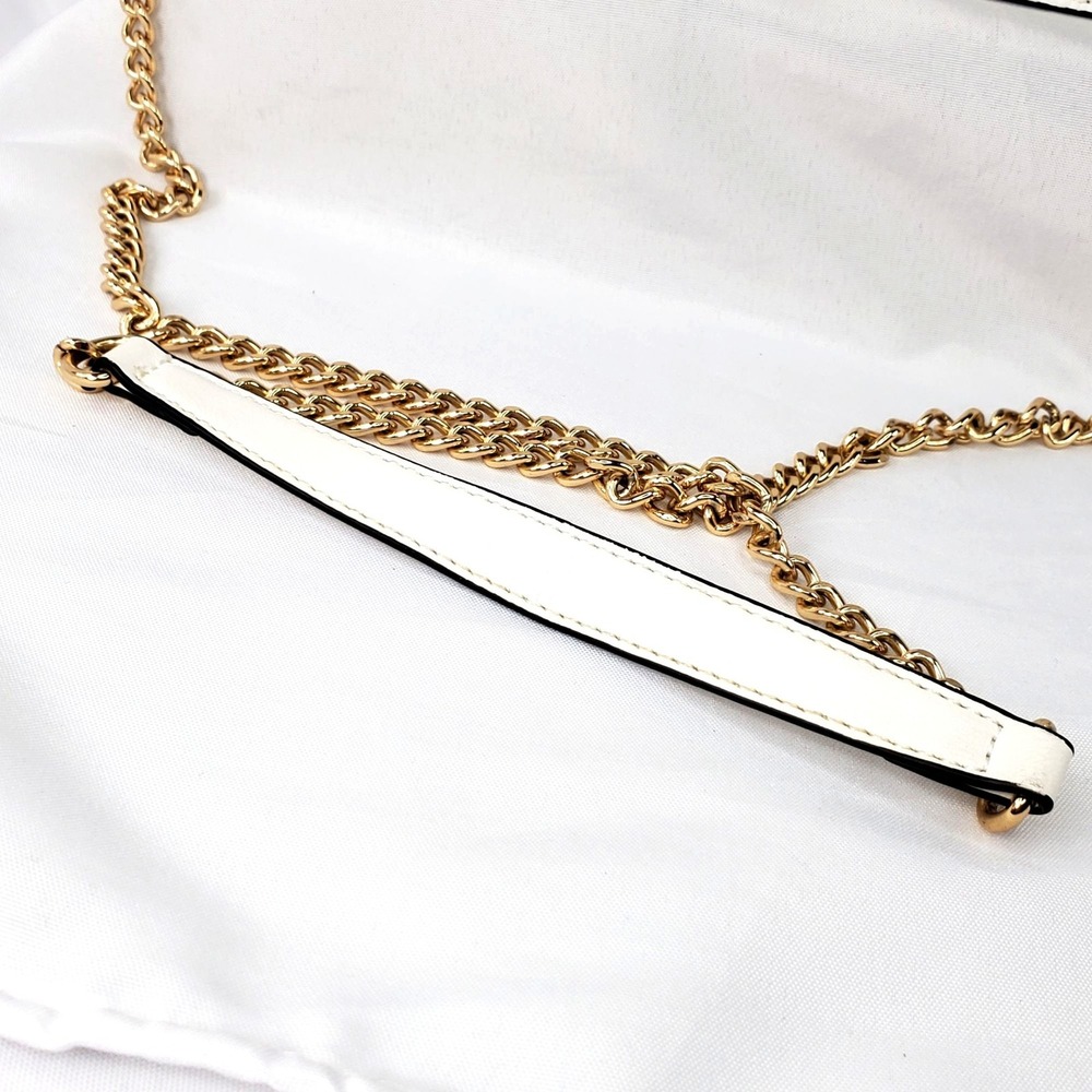 Aldo Floral White Top-Handle Crossbody Bag Gold Chain Strap *READ* - Picture 7 of 12